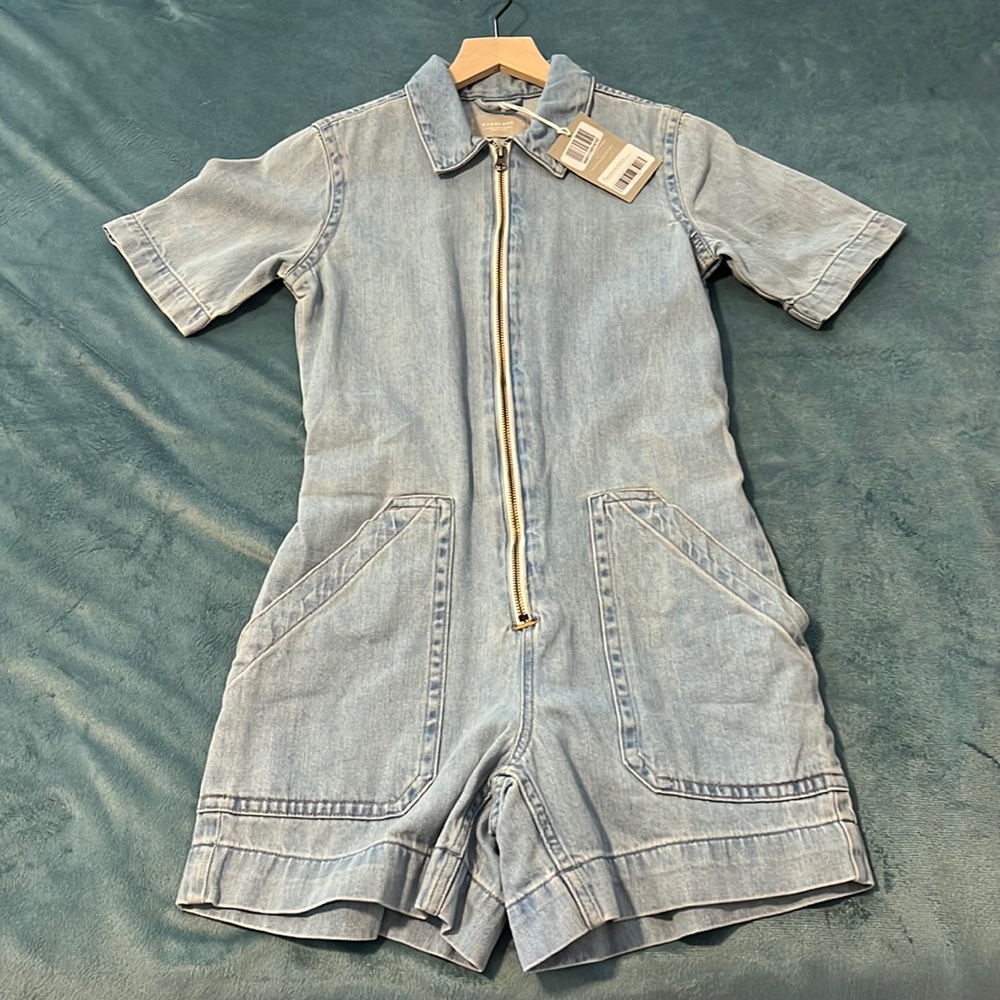 Everlane Romper- light denim- size 00- brand new with tags-